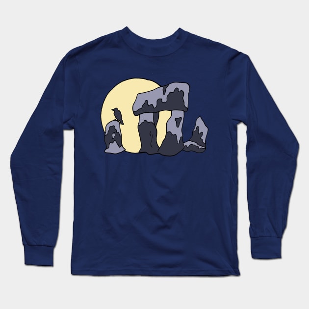 Full moon and standing stones Long Sleeve T-Shirt by JennyGreneIllustration